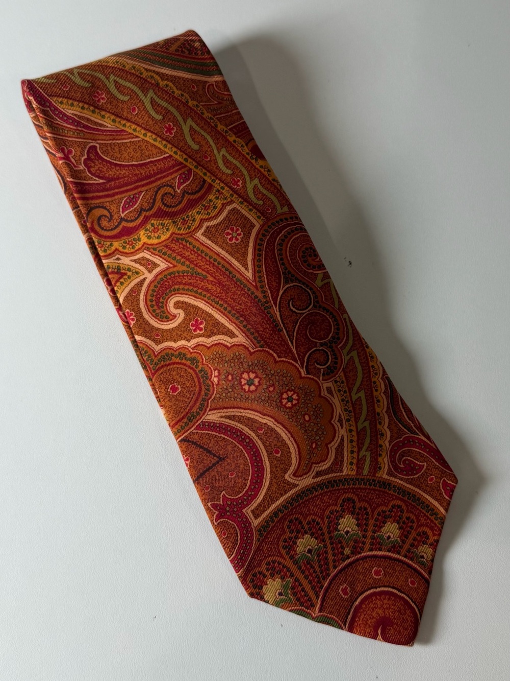 Brioni Paisley Silk Tie in Red and Orange Hues Made in Italy Lux